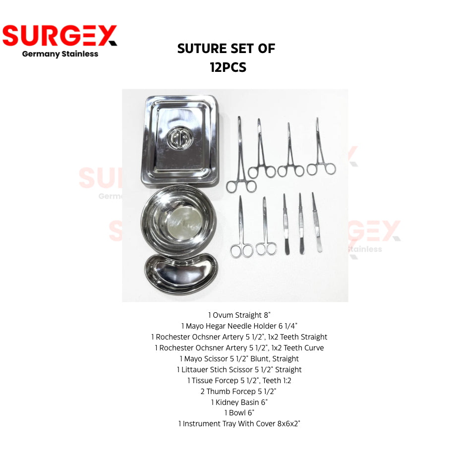 Premium Suture Set Of 12 Pcs German Stainless