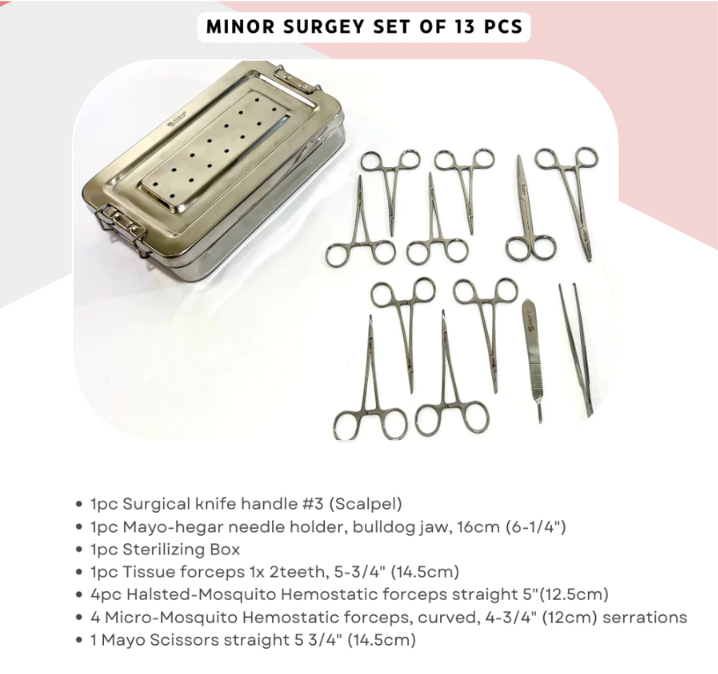 Minor Set Instrument List Minor set of 13 pcs – SURGEX INSTRUMENTS