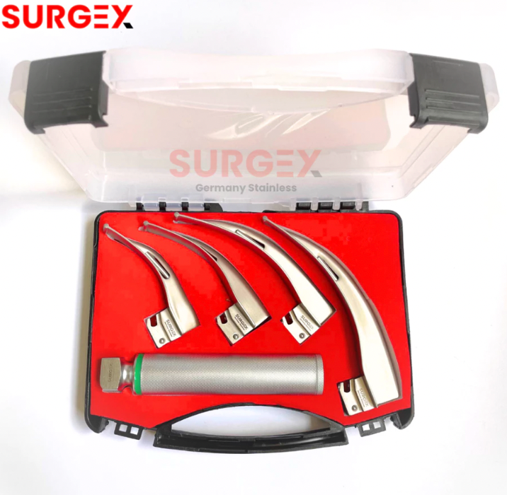 Premium Laryngoscope Fiber Optic 4 Blades Adult and Pedia German Stainless